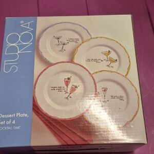 Studio Nova Cocktail Time Plates with Pink and Yellow Accents